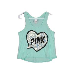 Victoria’s Secret PINK Sequin Bling Tank Top Size XS Turquoise Lightweight 2013